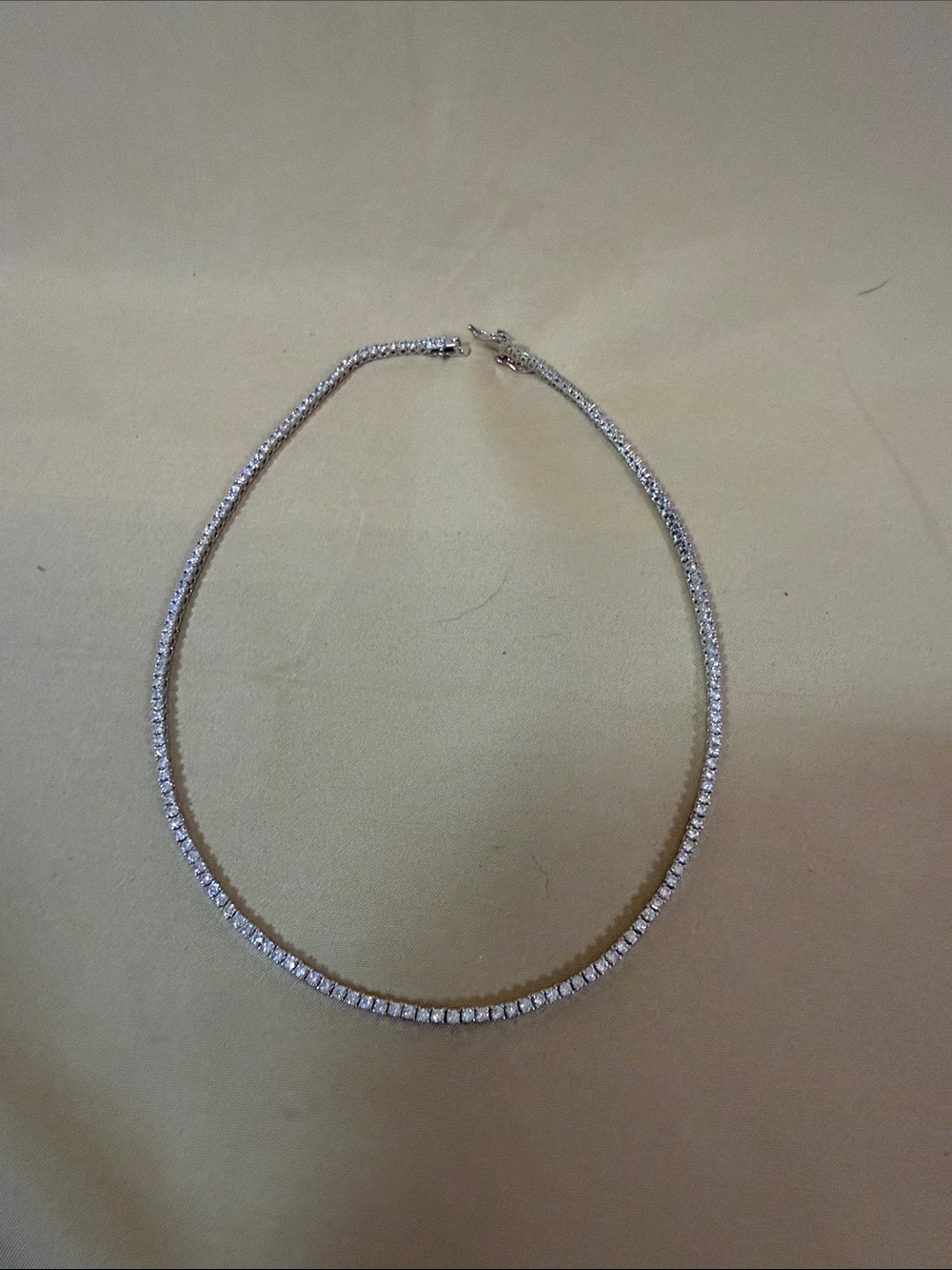 Classic Silver Tennis Necklace with Sparkling Clear Stones